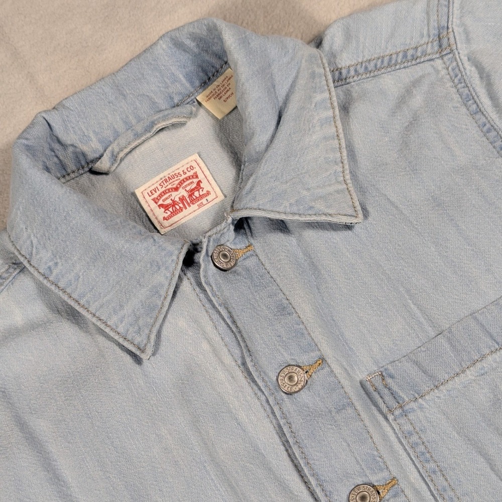 Levis Womens Light Wash Denim Romper Short Sleeve Button Front Small